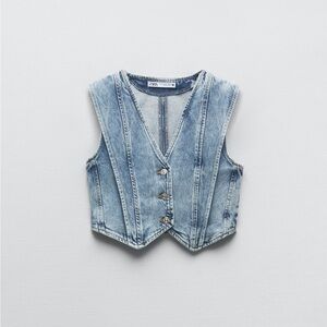 ZARA MEDIUM WASH DENIM VEST